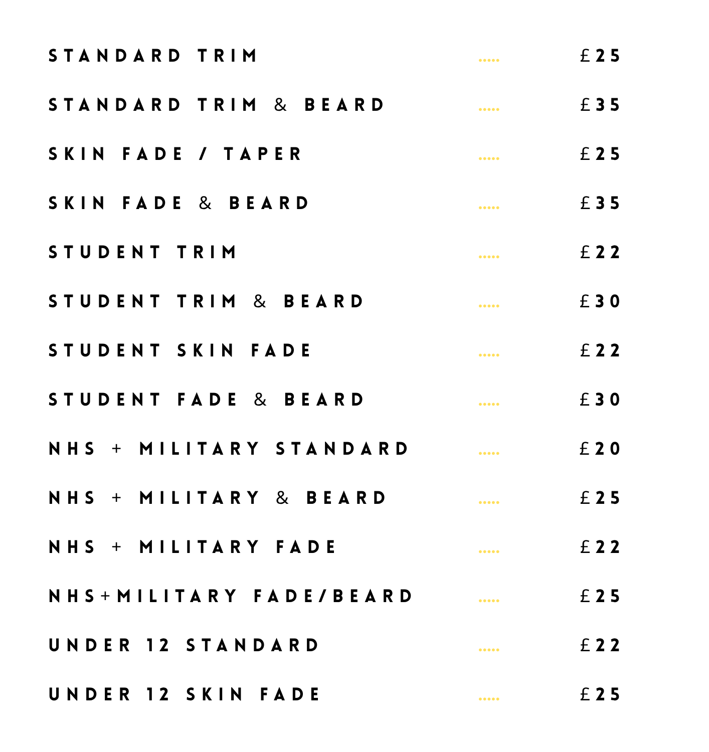 Plymouth Pricelist